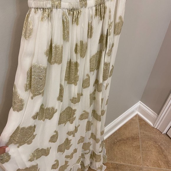 NWT Saule Parc Silky Gold/Ivory Maxi Skirt - Perfect for Holiday Parties or Brid - Picture 2 of 3